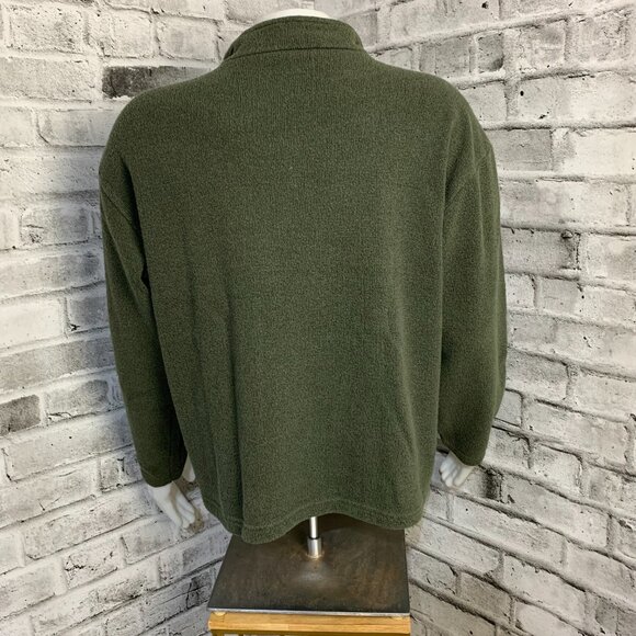 Vintage 1/4 Zip Fleece Henley Sweater Jacket Mens L Embroidered Green Pullover - Picture 5 of 11